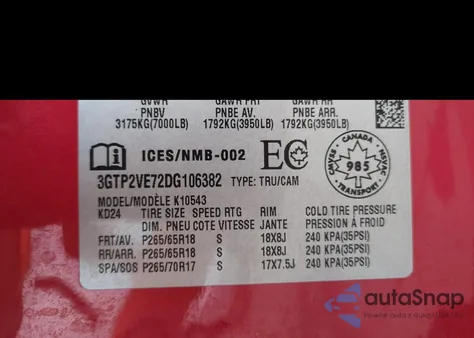 2013 GMC Sierra K1500 Sle from USA, damaged, VIN 3GTP2VE72DG106382